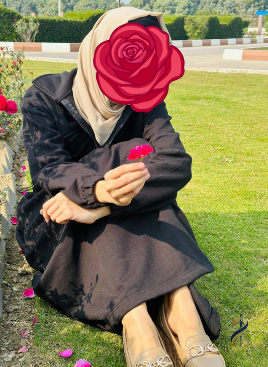 Black Fleece Maxi Dress with Zipper Jacket